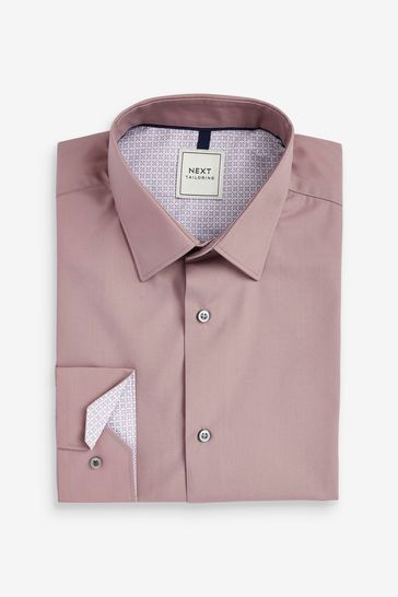 Pink Geometric Regular Fit Single Cuff Trimmed Shirts 2 Pack