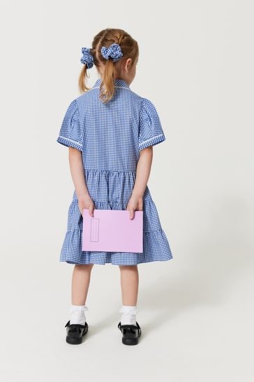 Buy Clarks Blue Clarks Gingham School Dress and Scrunchie Set from
