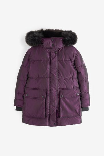 Clarks Berry Red Girls Berry Red Puffa Coat