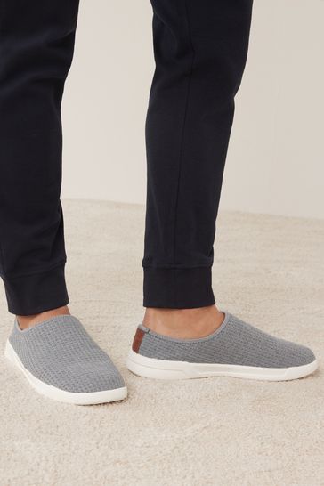 Grey Knitted Cupsole Slippers