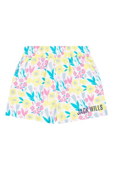 Jack Wills White Floral Jersey Shorts