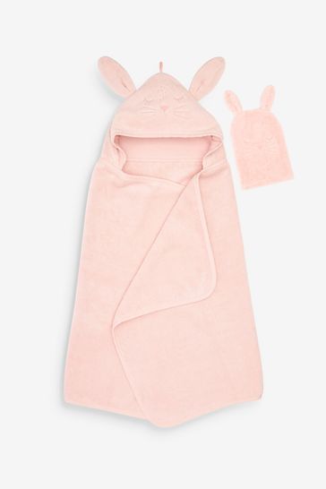 Pink Bunny Ear Hooded Baby Towel