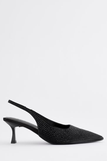 Black studded hot sale kitten heels
