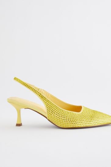 Yellow slingback kitten heels top