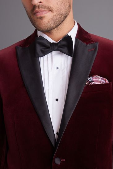 Buy Burgundy Red Signature Pontoglio Italian Fabric Slim Fit