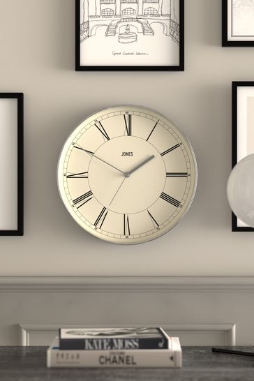Jones Clocks Silver Silver Magazine Wall Clock