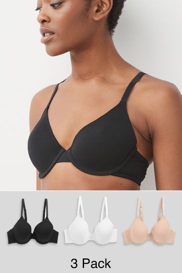 Buy Black/White/Nude Pad Full Cup Cotton Bras 5 Pack from Next