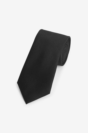 Black Textured Silk Tie