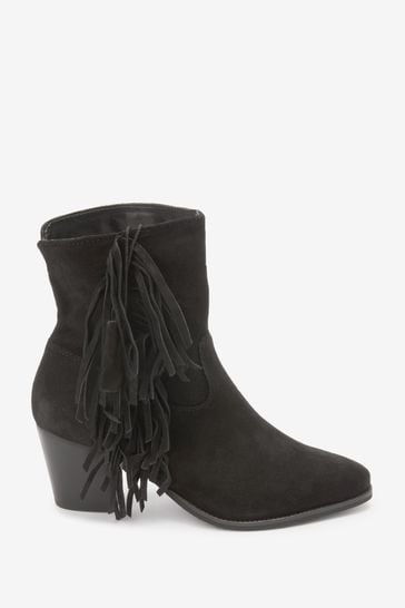Black fringe ankle boots uk cheap