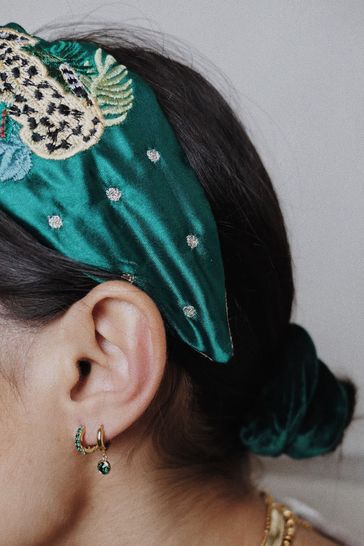 Buy Orelia London Green Emerald Drop Huggie Hoop Earrings With