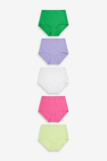 Pink/Green Full Brief Cotton Knickers 5 Pack