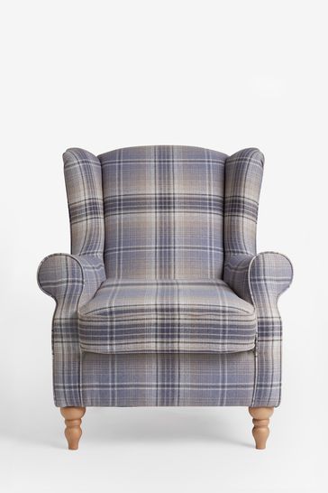 Buy Versatile Check Nevis Navy Blue Sherlock Highback Armchair