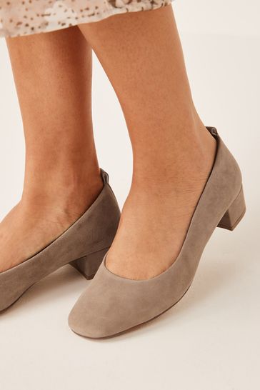 Buy Taupe Brown Forever Comfort Leather Low Block Heel Shoes from Next Netherlands