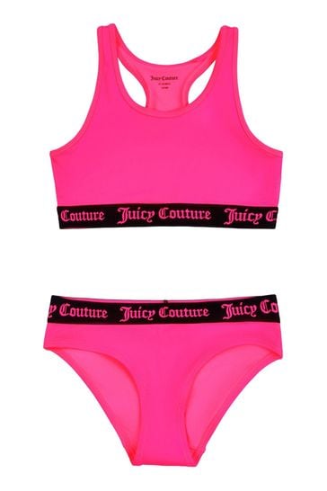 Conjunto de baño rosa con logo y detalle elástico de Juicy Couture