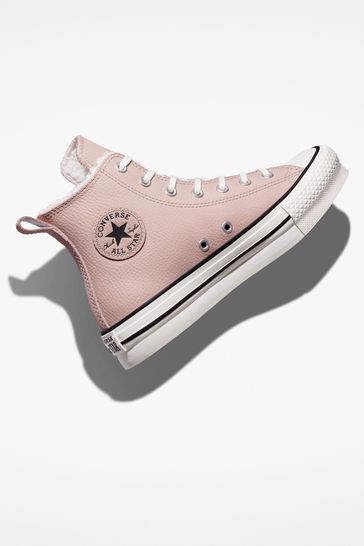 Kids pink leather converse store