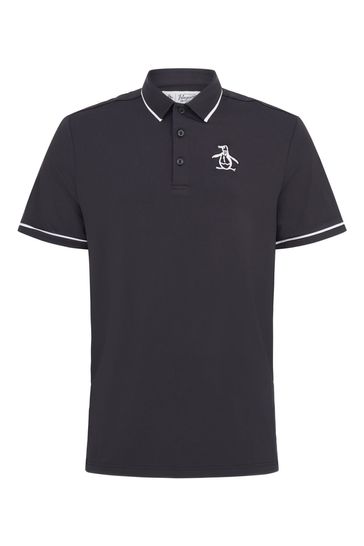 Original Penguin Golf Heritage Black Polo Shirt with Large Pete Logo
