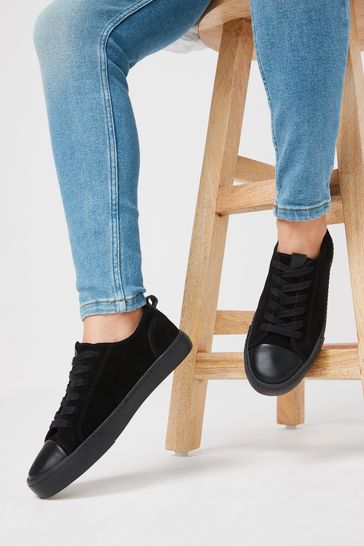 Black Forever Comfort® Leather Lace-Up Trainers