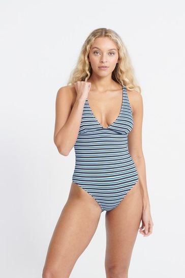 Superdry Edit Navy Blue Stripe Swimsuit
