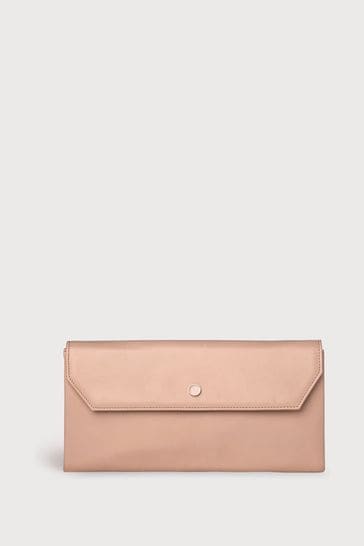 LK Bennett Pink Dora Leather Clutch Bag