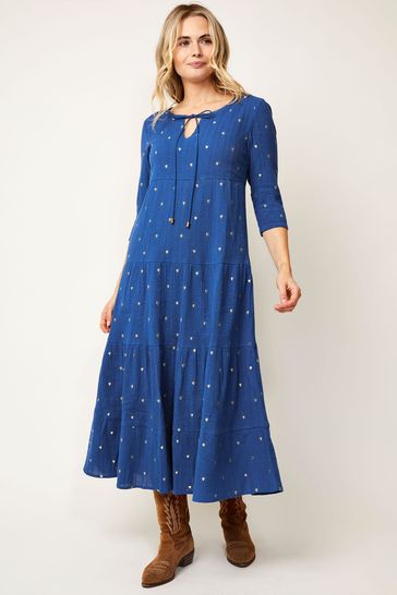 Buy Aspiga Blue Crystal Embroidered Cotton Dress from Next Germany