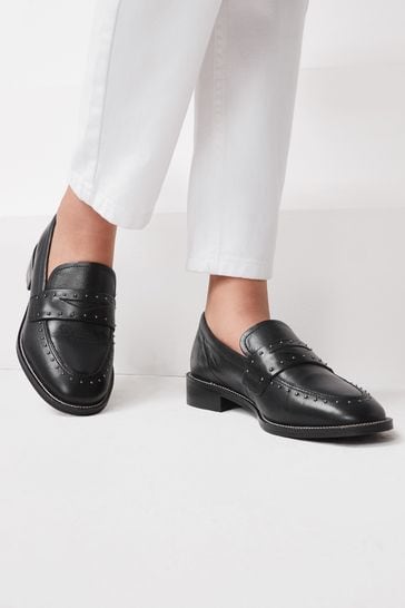 Black Forever Comfort® Leather Almond Toe Loafers