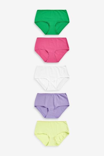 Pink/Green Midi Cotton Knickers 5 Pack