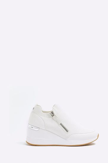 White trainers sales with wedge