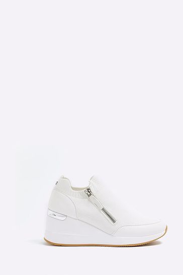 River Island Zapatillas blancas Zip Wedge Runner