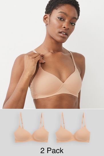 Buy Nude/Nude Pad Non Wire Cotton Bras 2 Pack from Next Lithuania