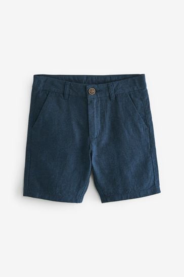 Navy Linen Blend Chino Shorts (3-16yrs)