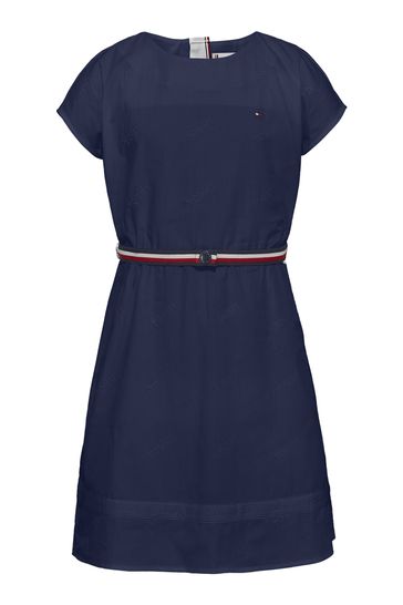 hoeveelheid verkoop behalve voor vergaan Buy Tommy Hilfiger Girls Blue Embroidered Dress from Next Netherlands