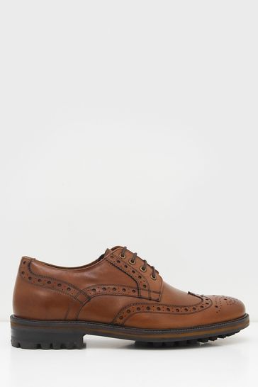 White Stuff Arlo Natural Brogue Leather Shoes