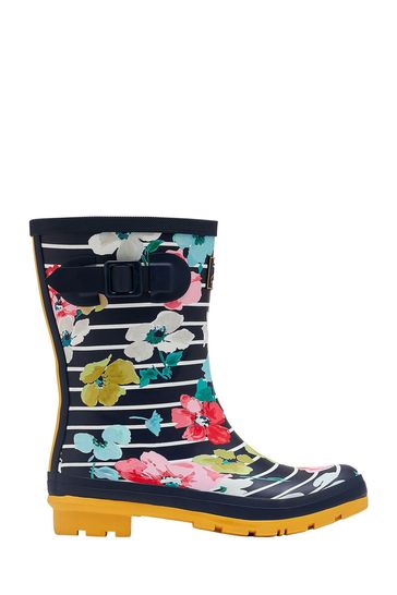 Joules Blue Molly Welly Mid Height Printed Wellies
