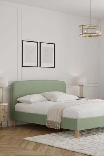 Soft Texture Sage Green Matson Upholstered Bed Frame