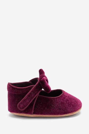 Berry Red Velvet Occasion Mary Jane Baby Shoes (0-18mths)
