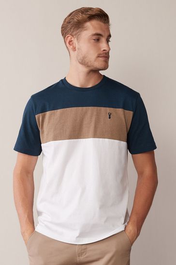 Navy Blue/Tan Brown Block T-Shirt