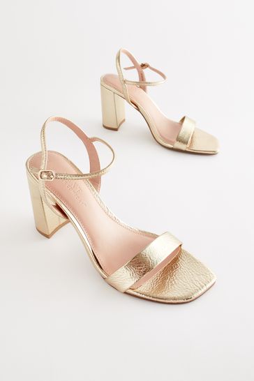 Buy Gold Forever Comfort Block Simple Sandals from Next Luxembourg