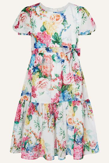 Monsoon Isla Blue Floral Print Chiffon Maxi Dress