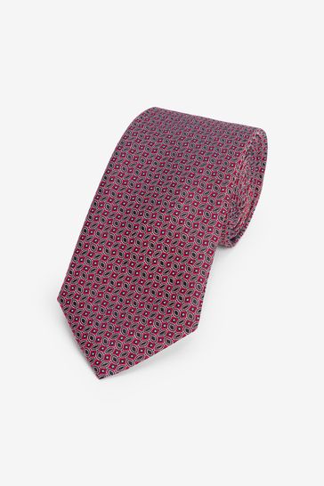 Burgundy Red Oval Geometric Signature Made In Italy Tie