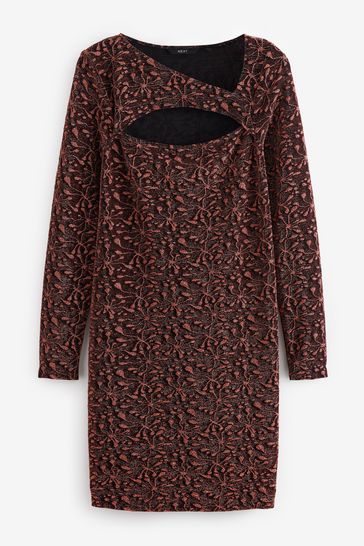 Buy Floral Cut Out Jacquard Glitter Dress from Next Luxembourg