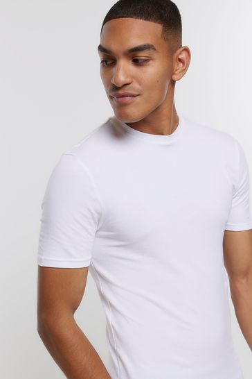 River island mens white t shirt clearance