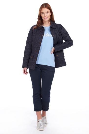 Ladies navy blue barbour quilted jacket outlet