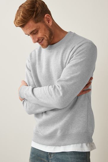 Grey Regular Fit Jersey Cotton Rich Crew Sweatshirt