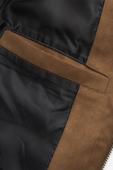 Buy Tan Brown Faux Suede Biker Jacket from Next Germany
