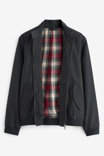 Buy Black Plain Shower Resistant Check Lining Harrington Jacket