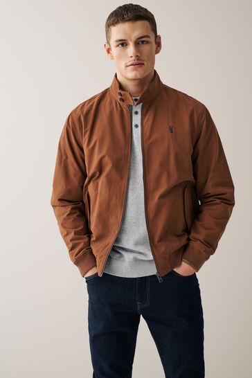 Rust Orange Shower Resistant Check Lining Harrington Jacket