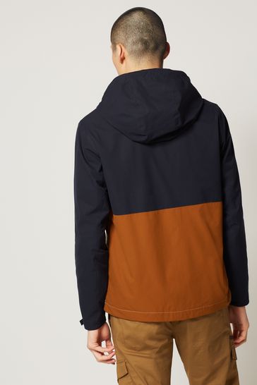 Navy Blue Tan Brown Shower Resistant Duratrek Anorak Jacket