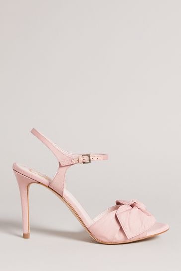Ted Baker Heevia Dusky Pink Moire Satin Bow 90mm Heeled Sandals
