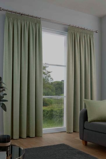 Fusion Green Galaxy Light Reducing Pencil Pleat Curtains