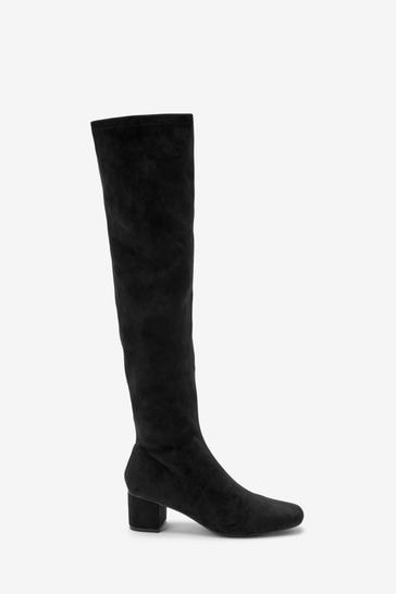 Black Extra Wide Fit Forever Comfort® Over The Knee Sock Boots